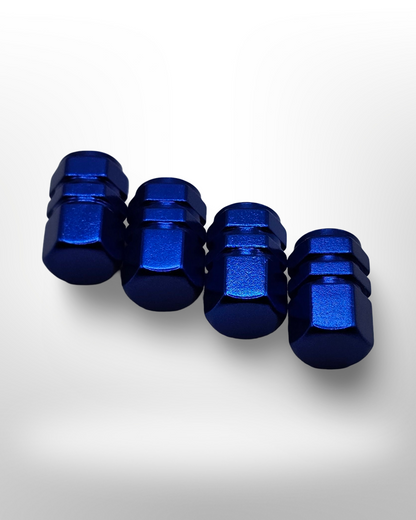 Tire Valve stem cap / 6 sided - Blue - Aluminum Alloy Hexagon