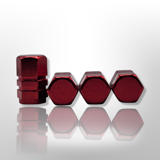 Tire Valve stem cap / 6 sided - Red - Aluminum Alloy Hexagon