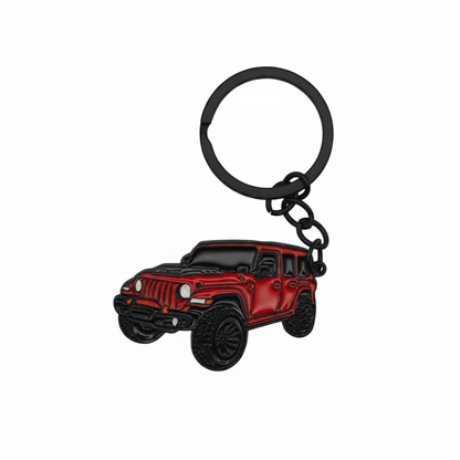 Off-Road  Vehicle / SUV - Metal Keychain - Red