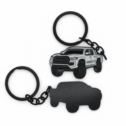 Off Road Truck - Metal Keychain - White