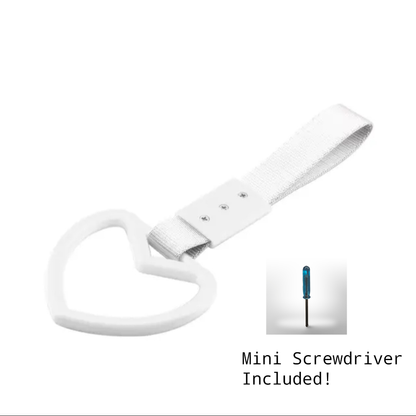 Car Handle / Tsurikawa JDM Style - White Heart, White Strap