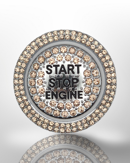 Start/Stop Button Bling Ring - 2pc Set - Rhinestone Ring - Orange