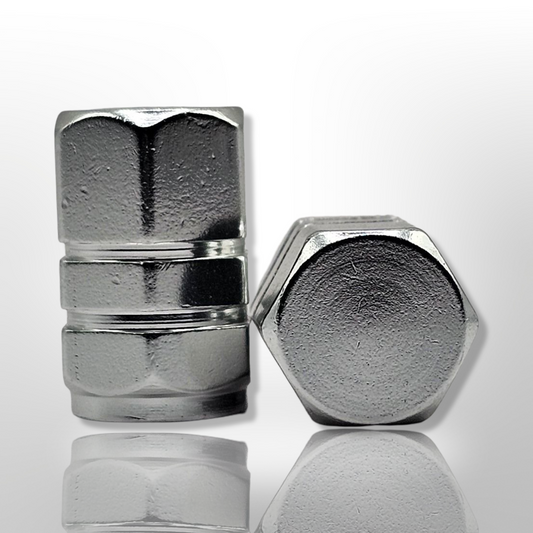 Tire Valve stem cap / 6 sided - Silver - Aluminum Alloy Hexagon