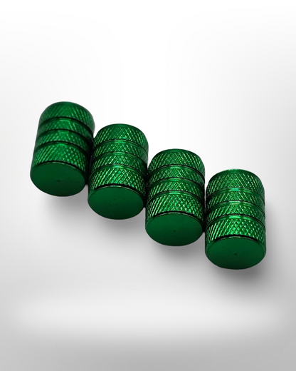 Tire Valve Barrel stem cap W plastic protection - Green - Aluminum Alloy