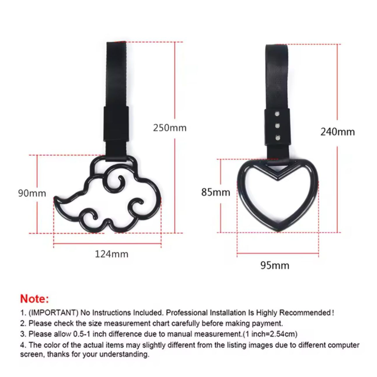 Car Handle / Tsurikawa JDM Style - Pink Broken Heart, White Strap