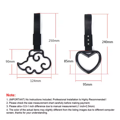 Car Handle / Tsurikawa JDM Style - Pink Broken Heart, White Strap