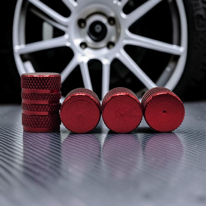 Tire Valve Barrel stem cap W plastic protection - Red - Aluminum Alloy