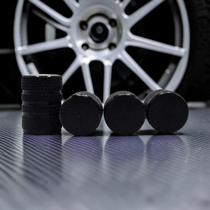 Tire Valve Barrel stem cap W plastic protection - Black - Aluminum Alloy