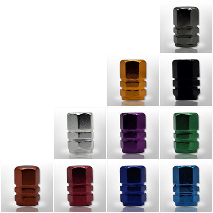 Tire Valve stem cap / 6 sided - Black - Aluminum Alloy Hexagon