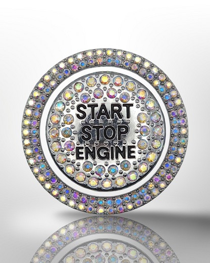 Start/Stop Button Bling Ring - 2pc Set - Rhinestone Ring - Diamond Shine Multicolor