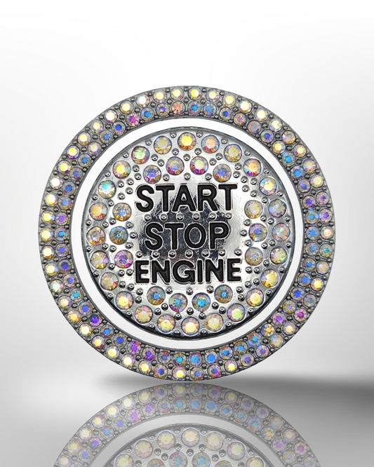 Start/Stop Button Ring - 2pc Set - Rhinestone Ring - Diamond Shine Multicolor