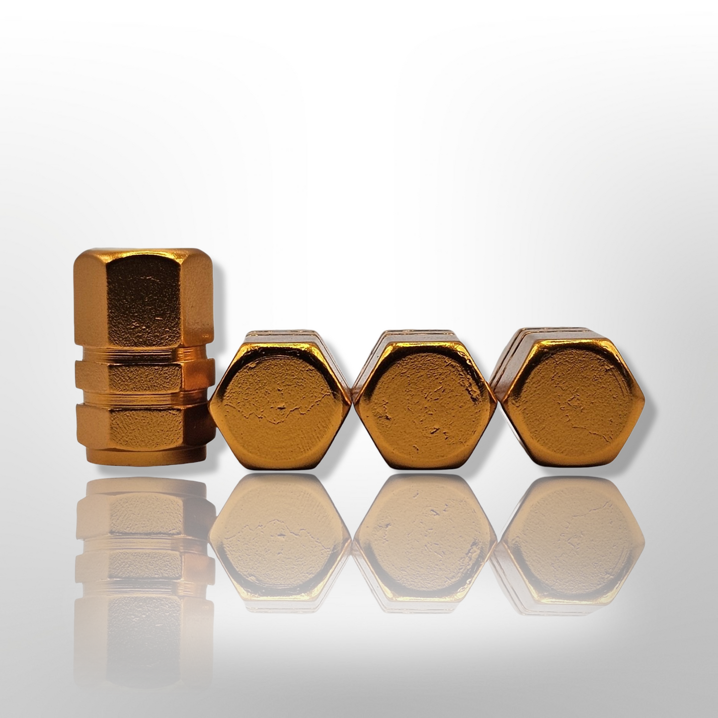 Tire Valve stem cap / 6 sided - Gold - Aluminum Alloy Hexagon