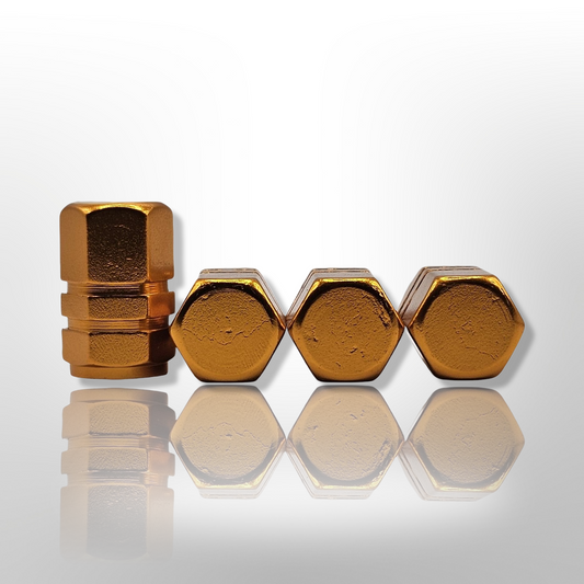 Tire Valve stem cap / 6 sided - Gold - Aluminum Alloy Hexagon