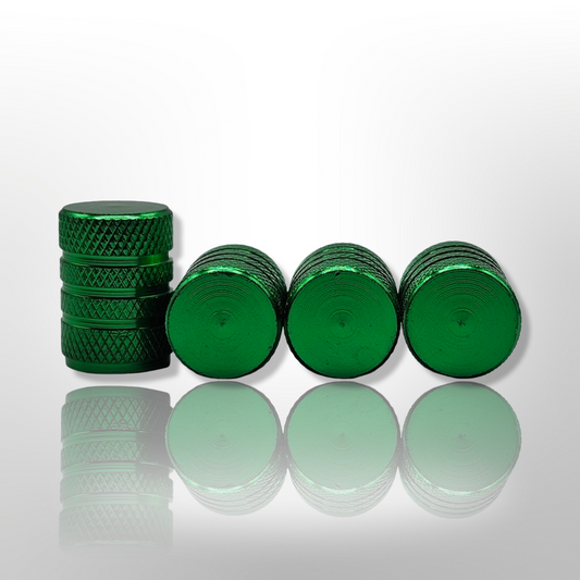 Tire Valve Barrel stem cap W plastic protection - Green - Aluminum Alloy