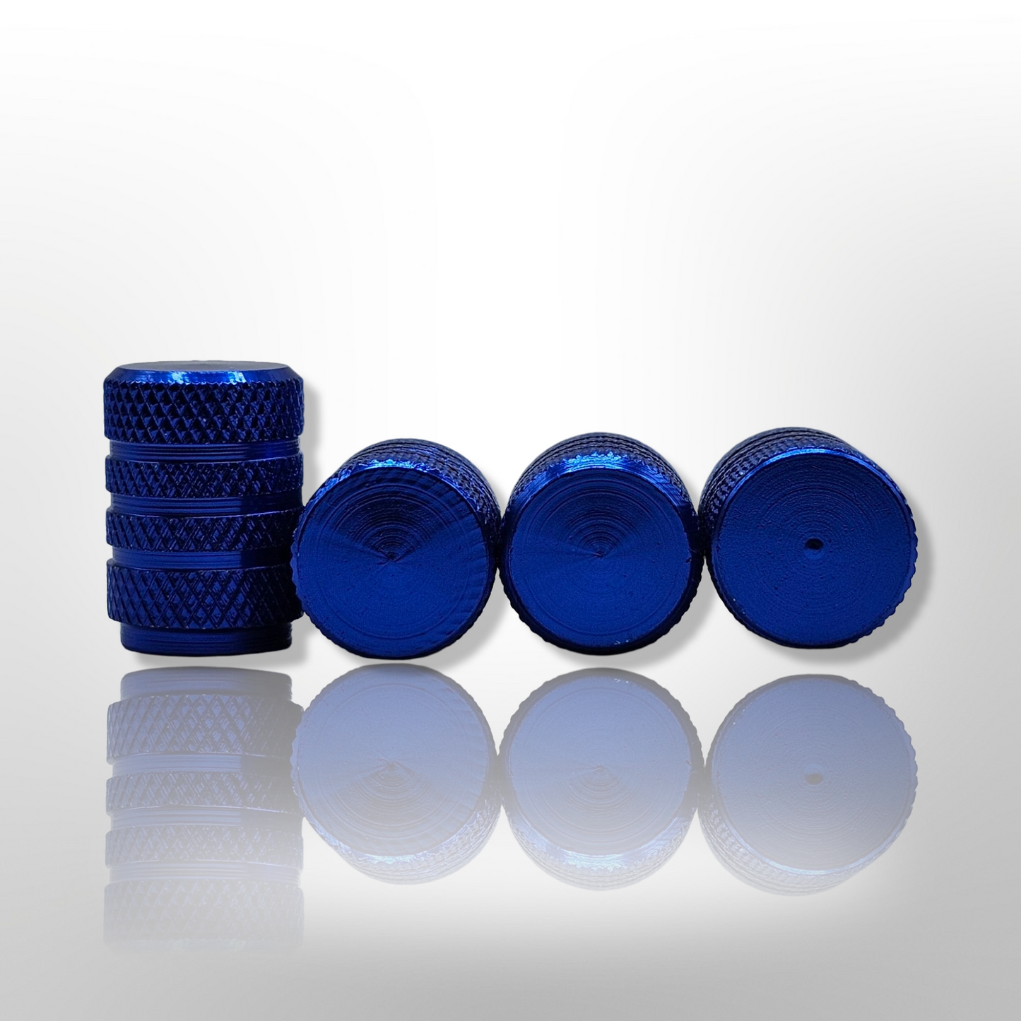 Tire Valve Barrel stem cap W plastic protection - Blue - Aluminum Alloy