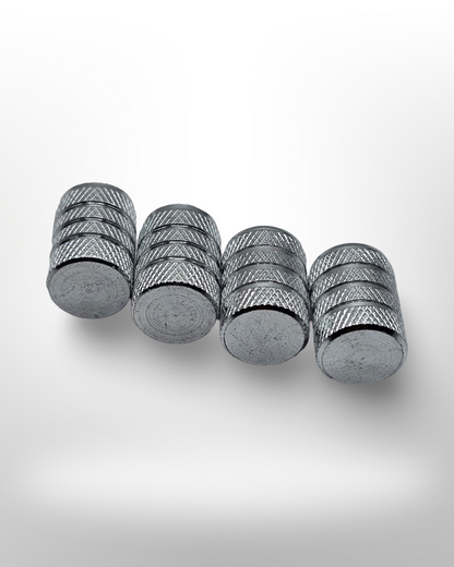 Tire Valve Barrel stem cap W plastic protection - Silver - Aluminum Alloy