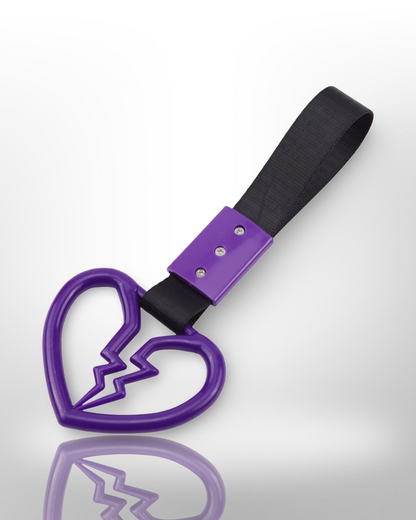 Car Handle / Tsurikawa JDM Style - Purple Broken Heart, Black Strap