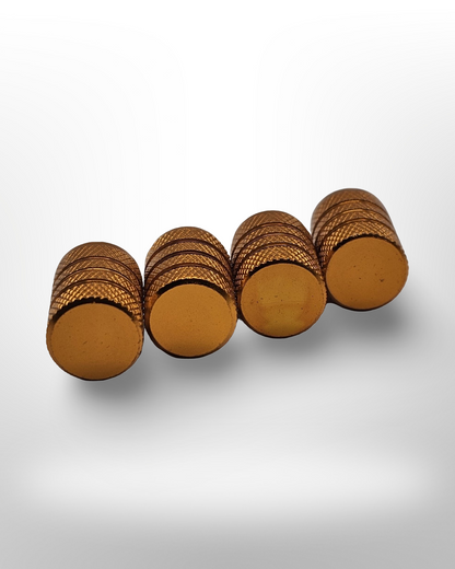 Tire Valve Barrel stem cap W plastic protection - Gold - Aluminum Alloy