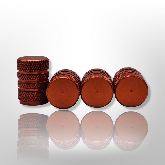 Tire Valve Barrel stem cap W plastic protection - Orange - Aluminum Alloy