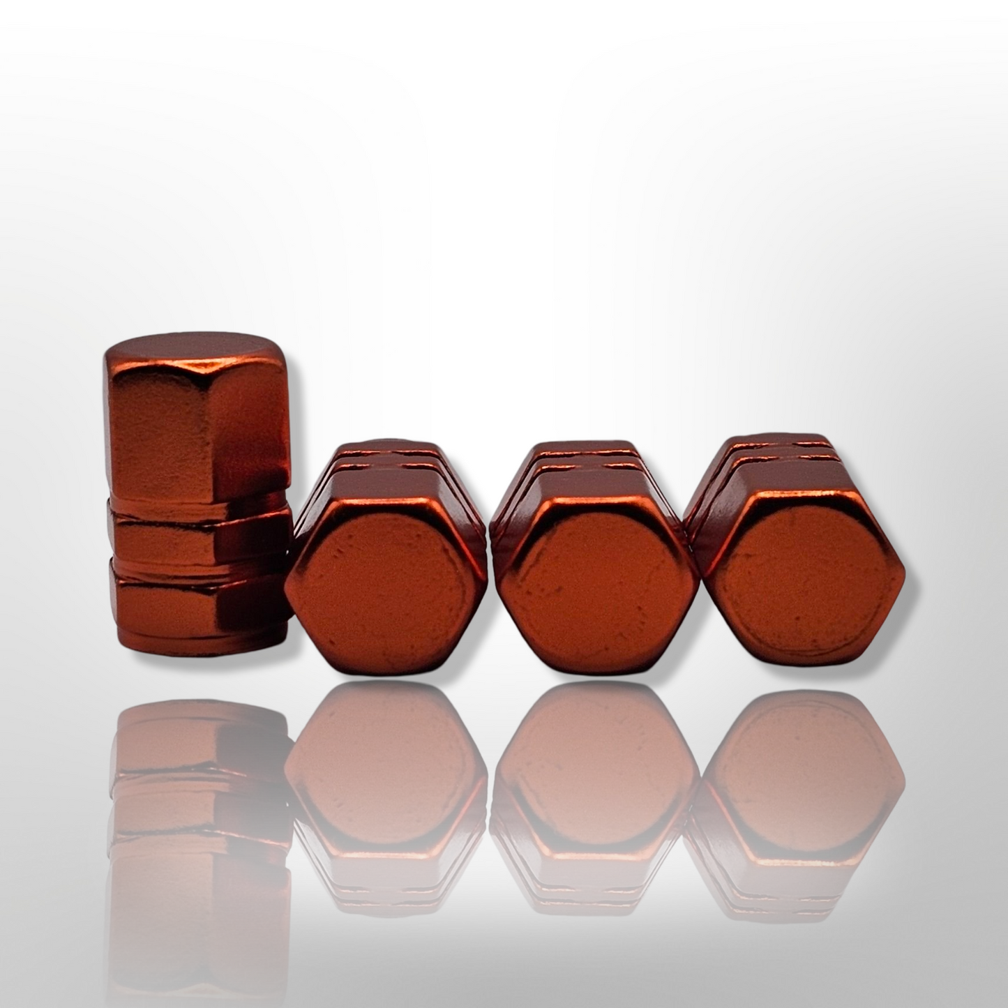 Tire Valve stem cap / 6 sided - Orange - Aluminum Alloy Hexagon