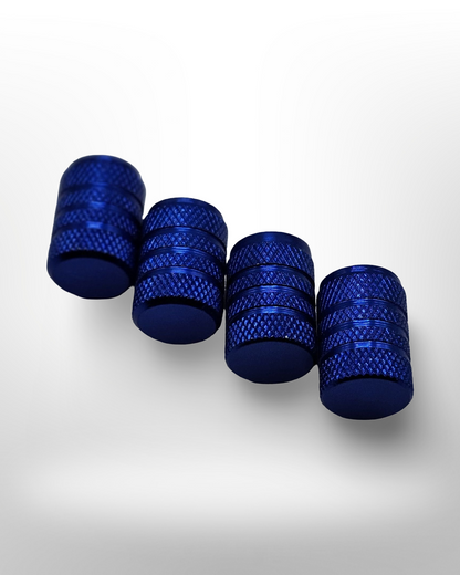 Tire Valve Barrel stem cap W plastic protection - Blue - Aluminum Alloy