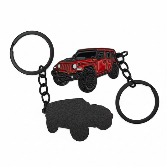 Off-Road  Vehicle / SUV - Metal Keychain - Red