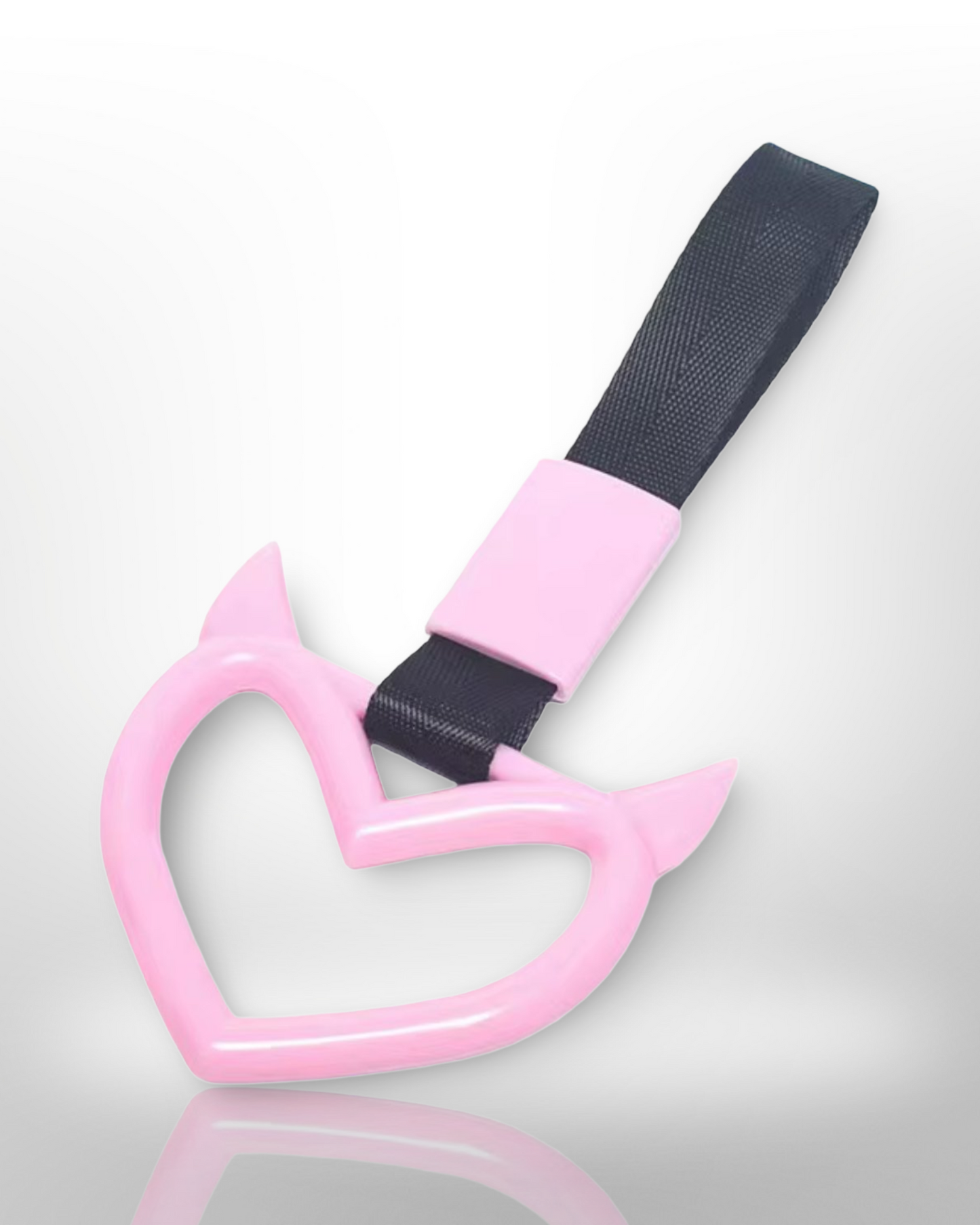 Car Handle / Tsurikawa JDM Style - Pink Evil Heart, Black Strap