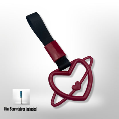 Car Handle / Tsurikawa JDM Style - Burgundy Infinity Heart, Black Strap