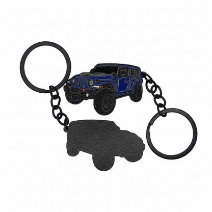 Off-Road  Vehicle / SUV - Metal Keychain - Blue