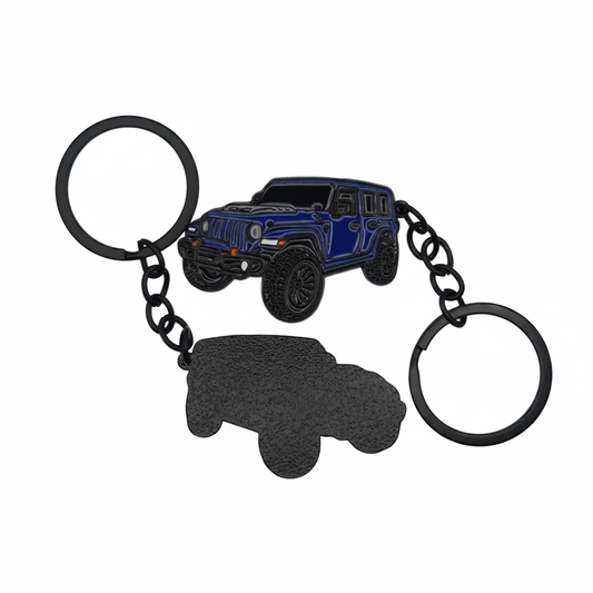 Off-Road  Vehicle / SUV - Metal Keychain - Blue