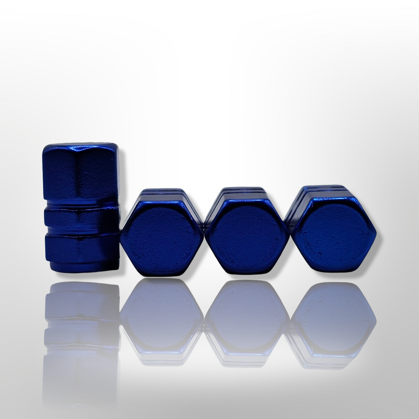 Tire Valve stem cap / 6 sided - Blue - Aluminum Alloy Hexagon