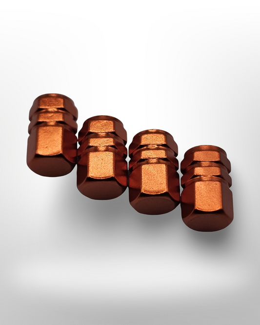 Tire Valve stem cap / 6 sided - Orange - Aluminum Alloy Hexagon