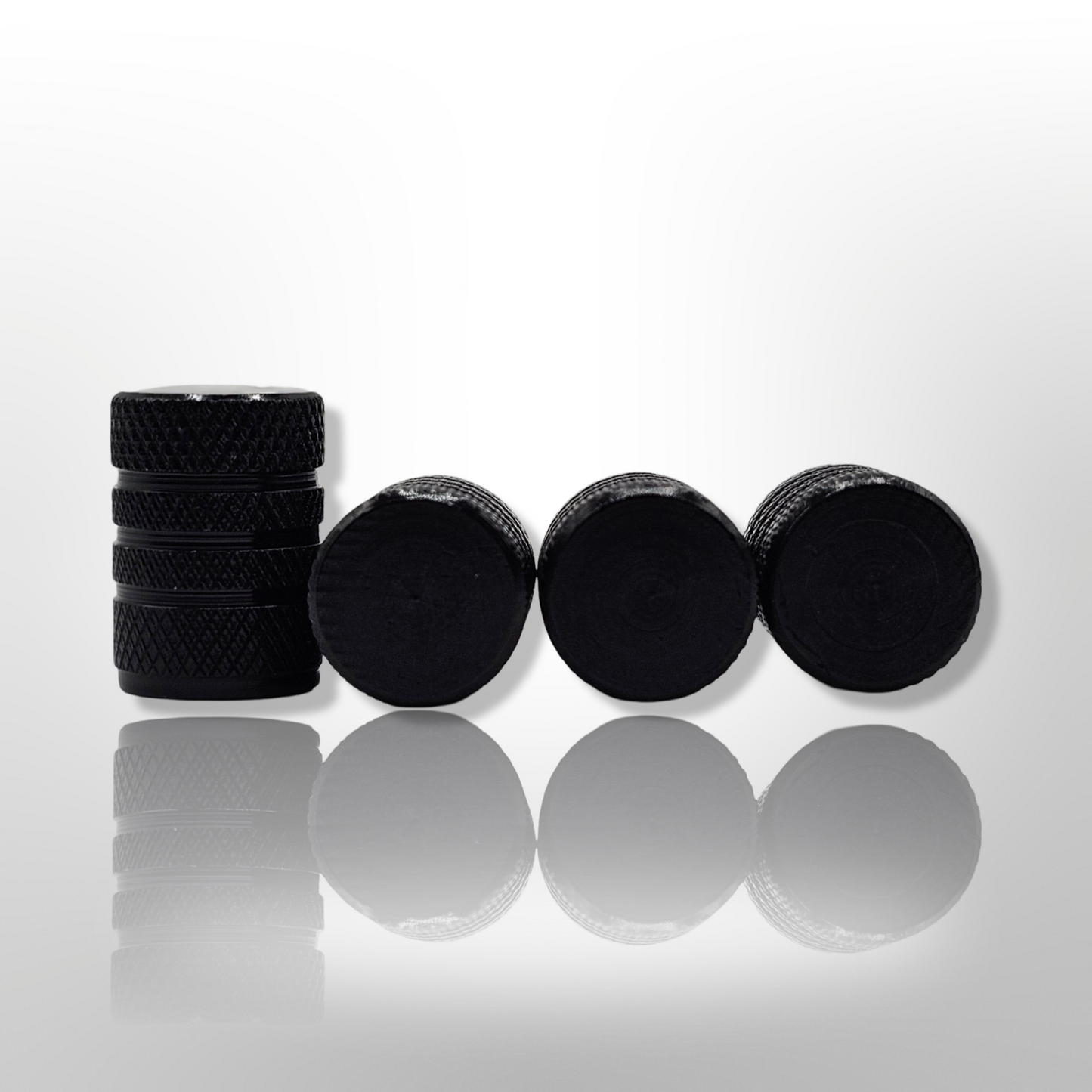 Tire Valve Barrel stem cap W plastic protection - Black - Aluminum Alloy