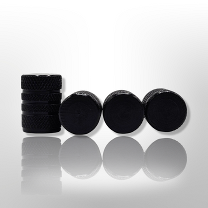 Tire Valve Barrel stem cap W plastic protection - Black - Aluminum Alloy
