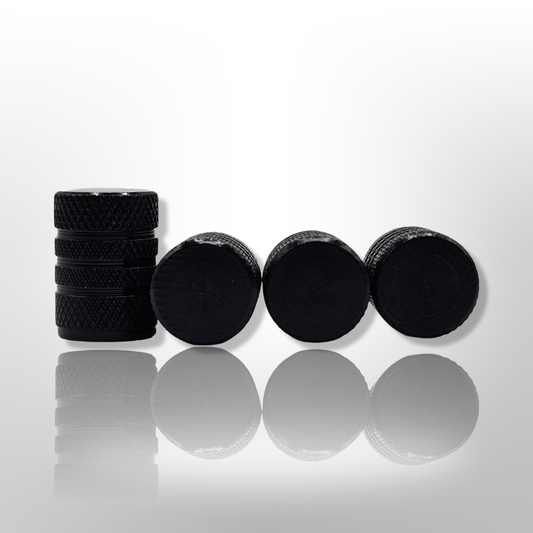 Tire Valve Barrel stem cap W plastic protection - Black - Aluminum Alloy