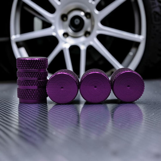 Tire Valve Barrel stem cap W plastic protection - Purple - Aluminum Alloy