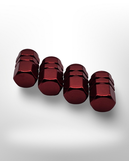 Tire Valve stem cap / 6 sided - Red - Aluminum Alloy Hexagon