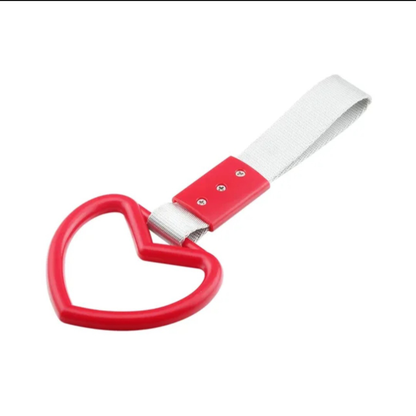 Car Handle / Tsurikawa JDM Style - Red Heart, White Strap