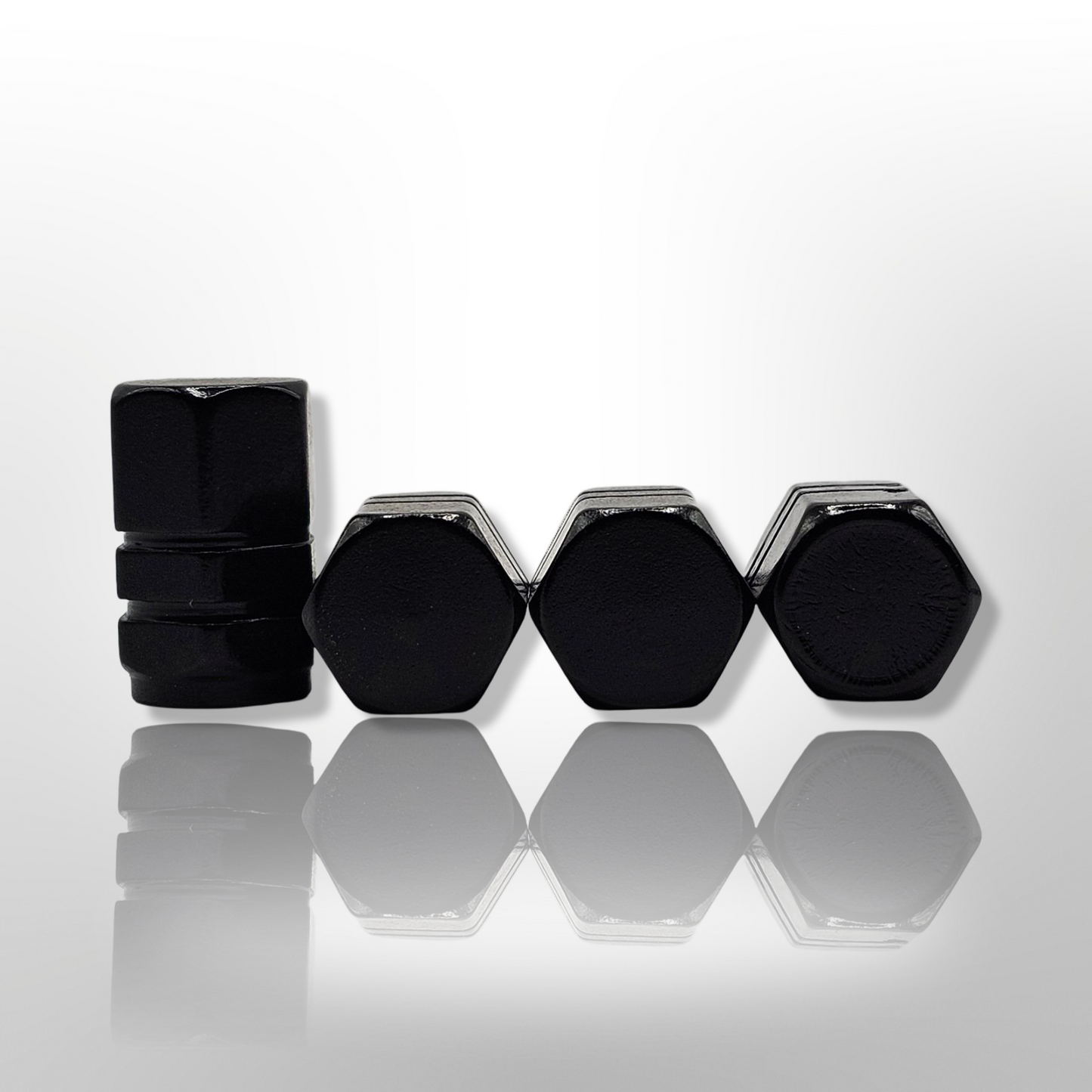 Tire Valve stem cap / 6 sided - Black - Aluminum Alloy Hexagon