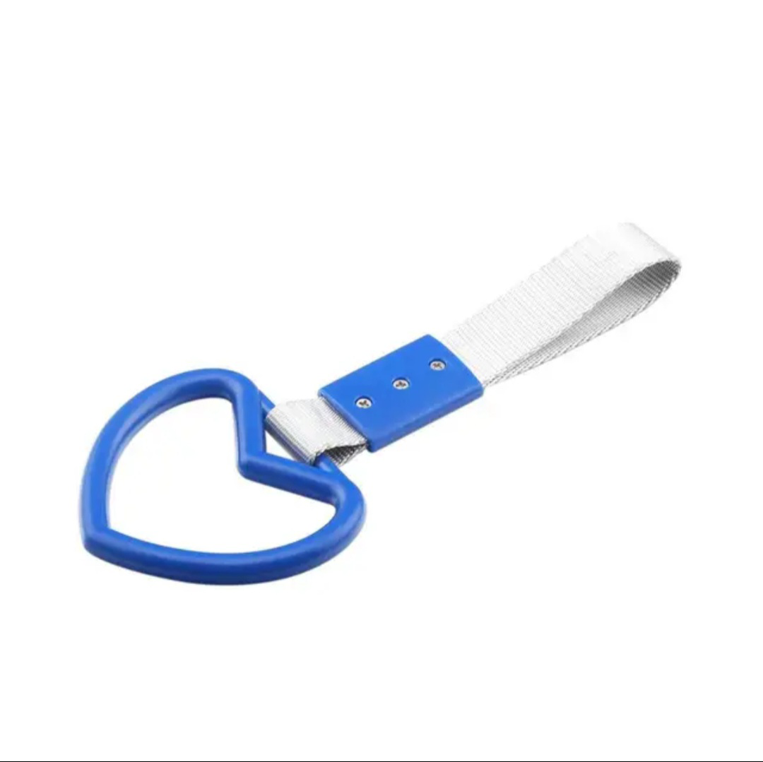 Car Handle / Tsurikawa JDM Style - Blue Heart, White Strap