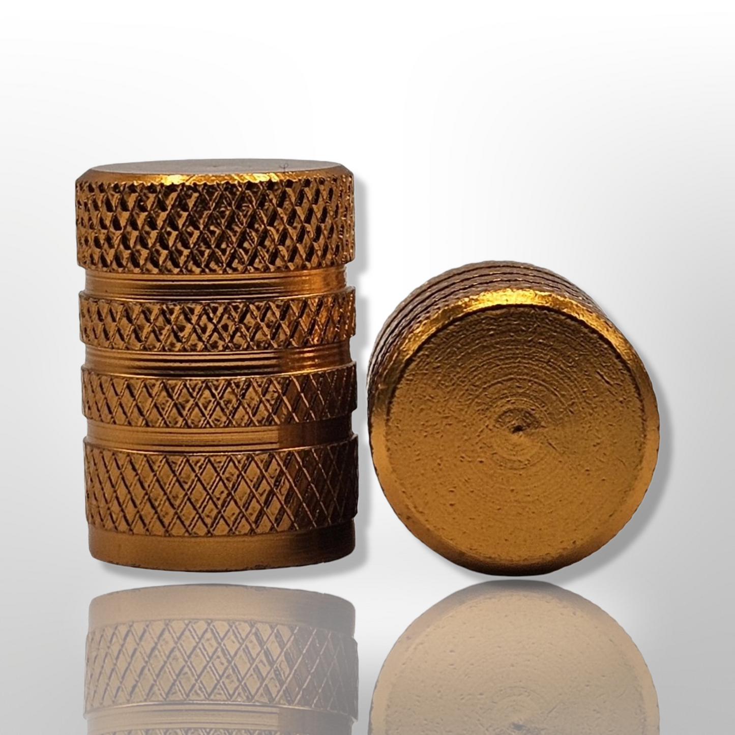 Tire Valve Barrel stem cap W plastic protection - Gold - Aluminum Alloy